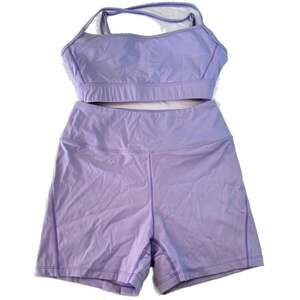 Amazon Sports Bra and biker short set lavender small